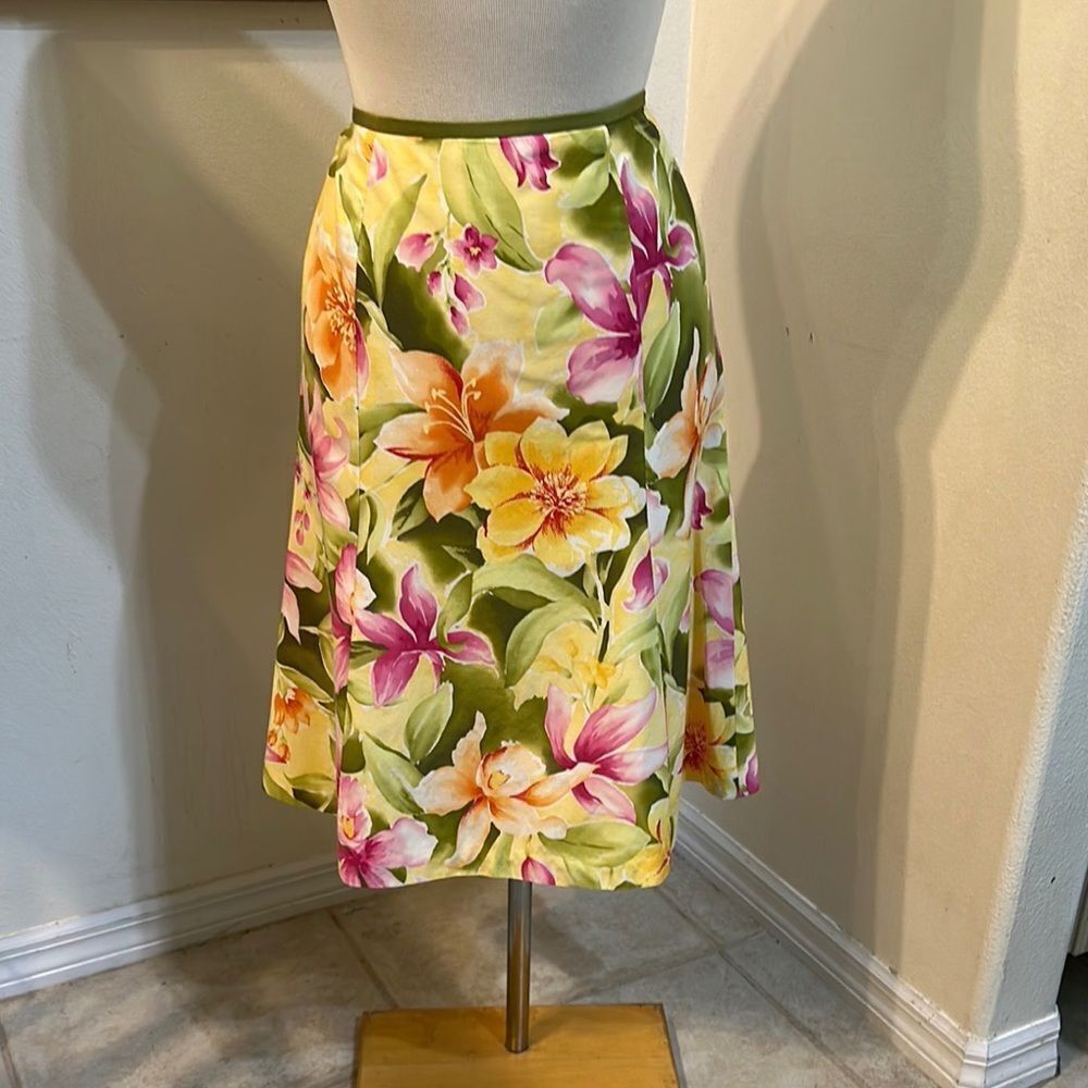 Talbots Tropical Floral A-line Skirt Size 10
